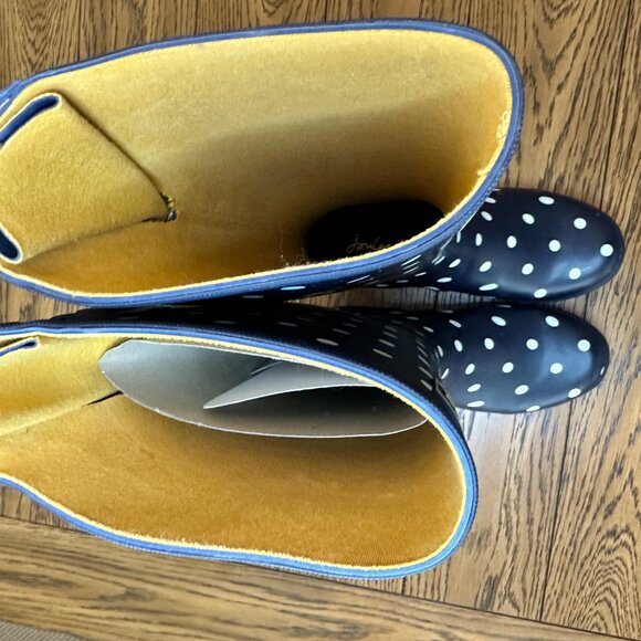 Joules Wellies Tall Rain Boots Womens Size 9 - Navy with White Polka Dots - NWT - Picture 7 of 11